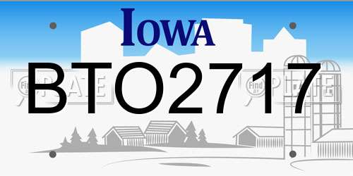 BTO2717 Iowa License Plate