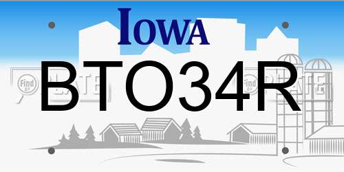 BTO34R Iowa License Plate