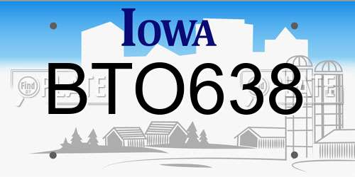 BTO638 Iowa License Plate
