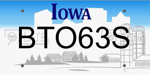 BTO63S Iowa License Plate