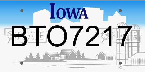BTO7217 Iowa License Plate