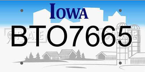 BTO7665 Iowa License Plate