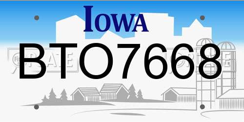 BTO7668 Iowa License Plate