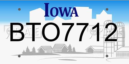 BTO7712 Iowa License Plate
