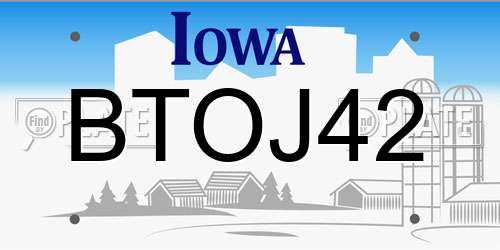 BTOJ42 Iowa License Plate