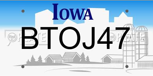 BTOJ47 Iowa License Plate