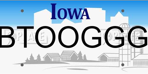 BTOOGGG Iowa License Plate