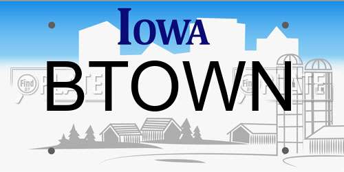 BTOWN Iowa License Plate