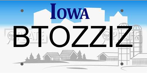BTOZZIZ Iowa License Plate