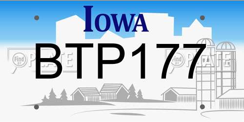 BTP177 Iowa License Plate