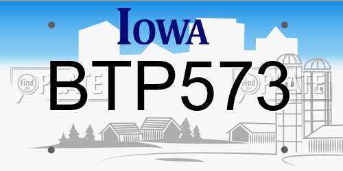 BTP573 Iowa License Plate