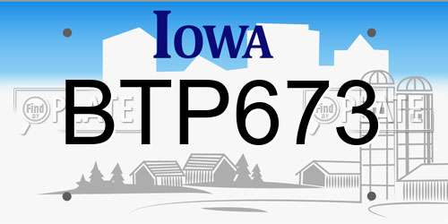 BTP673 Iowa License Plate