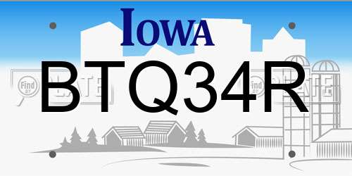 BTQ34R Iowa License Plate