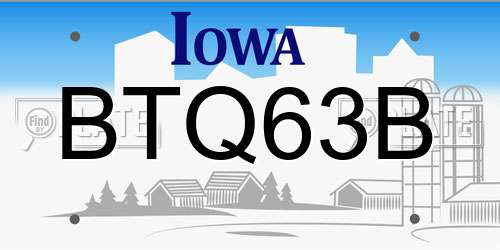 BTQ63B Iowa License Plate
