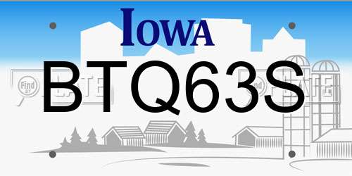 BTQ63S Iowa License Plate
