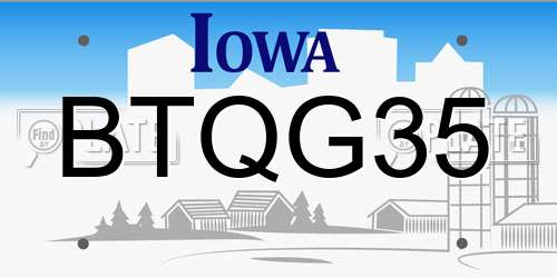BTQG35 Iowa License Plate