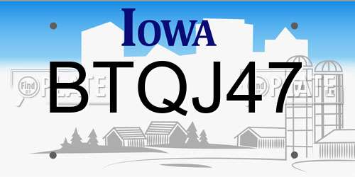 BTQJ47 Iowa License Plate