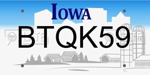 BTQK59 Iowa License Plate
