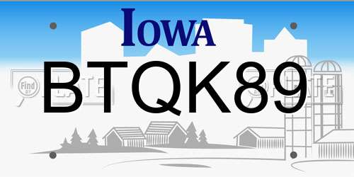 BTQK89 Iowa License Plate