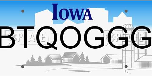 BTQOGGG Iowa License Plate