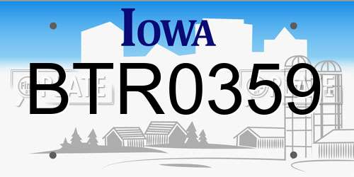BTR0359 Iowa License Plate