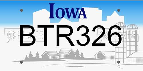 BTR326 Iowa License Plate