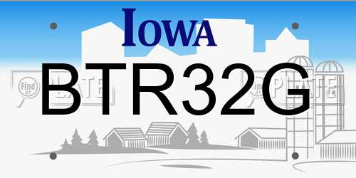 BTR32G Iowa License Plate