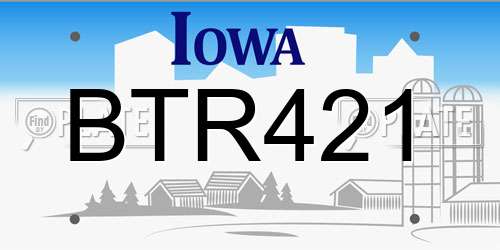 BTR421 Iowa License Plate
