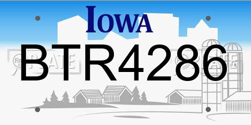 BTR4286 Iowa License Plate