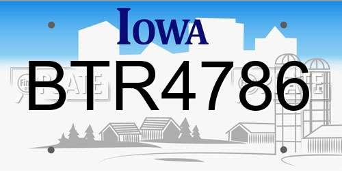 BTR4786 Iowa License Plate