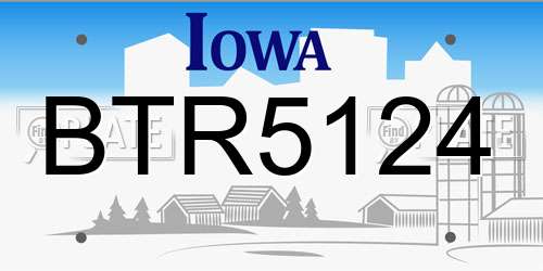 BTR5124 Iowa License Plate