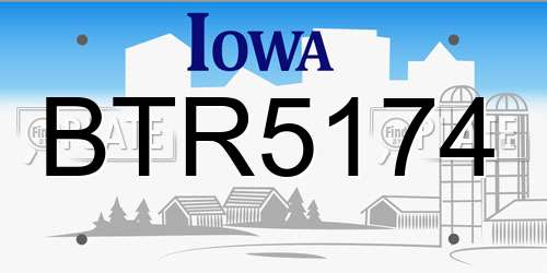 BTR5174 Iowa License Plate