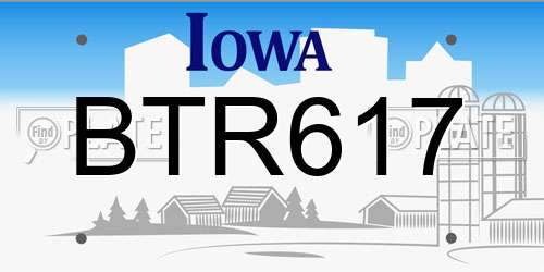 BTR617 Iowa License Plate