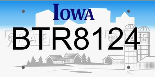 BTR8124 Iowa License Plate
