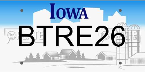 BTRE26 Iowa License Plate