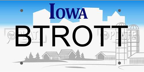 BTROTT Iowa License Plate