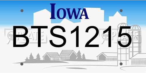 BTS1215 Iowa License Plate