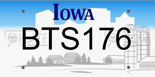 BTS176 Iowa License Plate