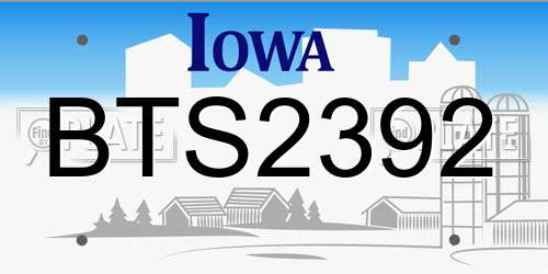 BTS2392 Iowa License Plate
