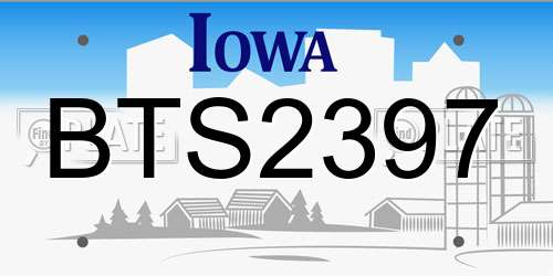 BTS2397 Iowa License Plate