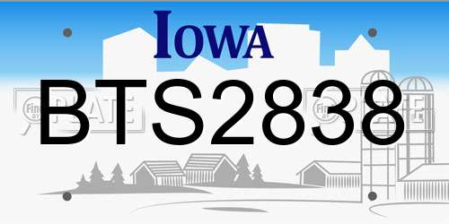 BTS2838 Iowa License Plate