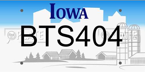 BTS404 Iowa License Plate
