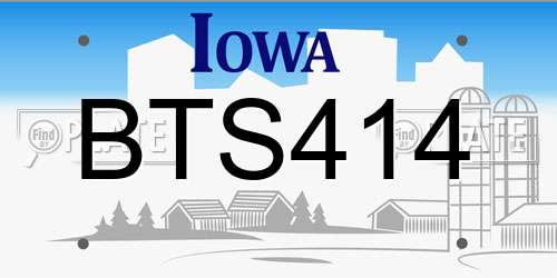BTS414 Iowa License Plate