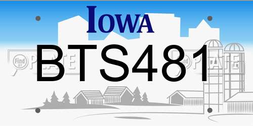 BTS481 Iowa License Plate