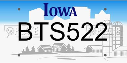 BTS522 Iowa License Plate