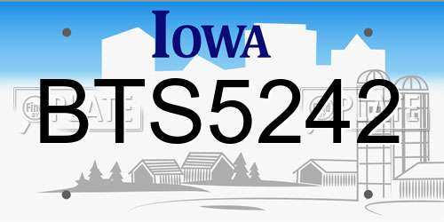 BTS5242 Iowa License Plate