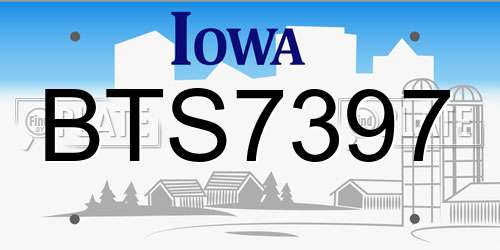 BTS7397 Iowa License Plate
