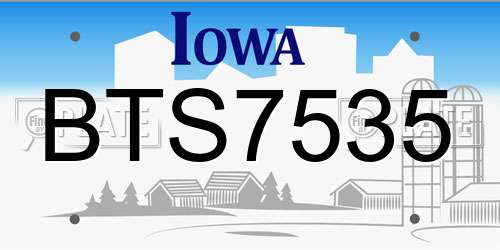 BTS7535 Iowa License Plate