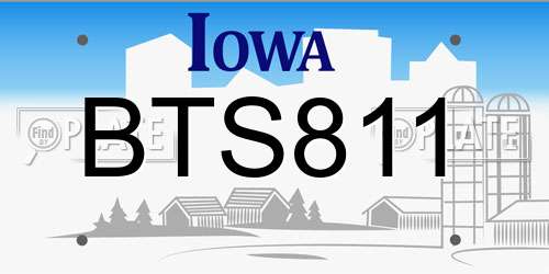 BTS811 Iowa License Plate