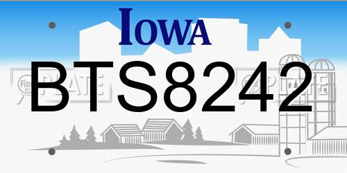 BTS8242 Iowa License Plate